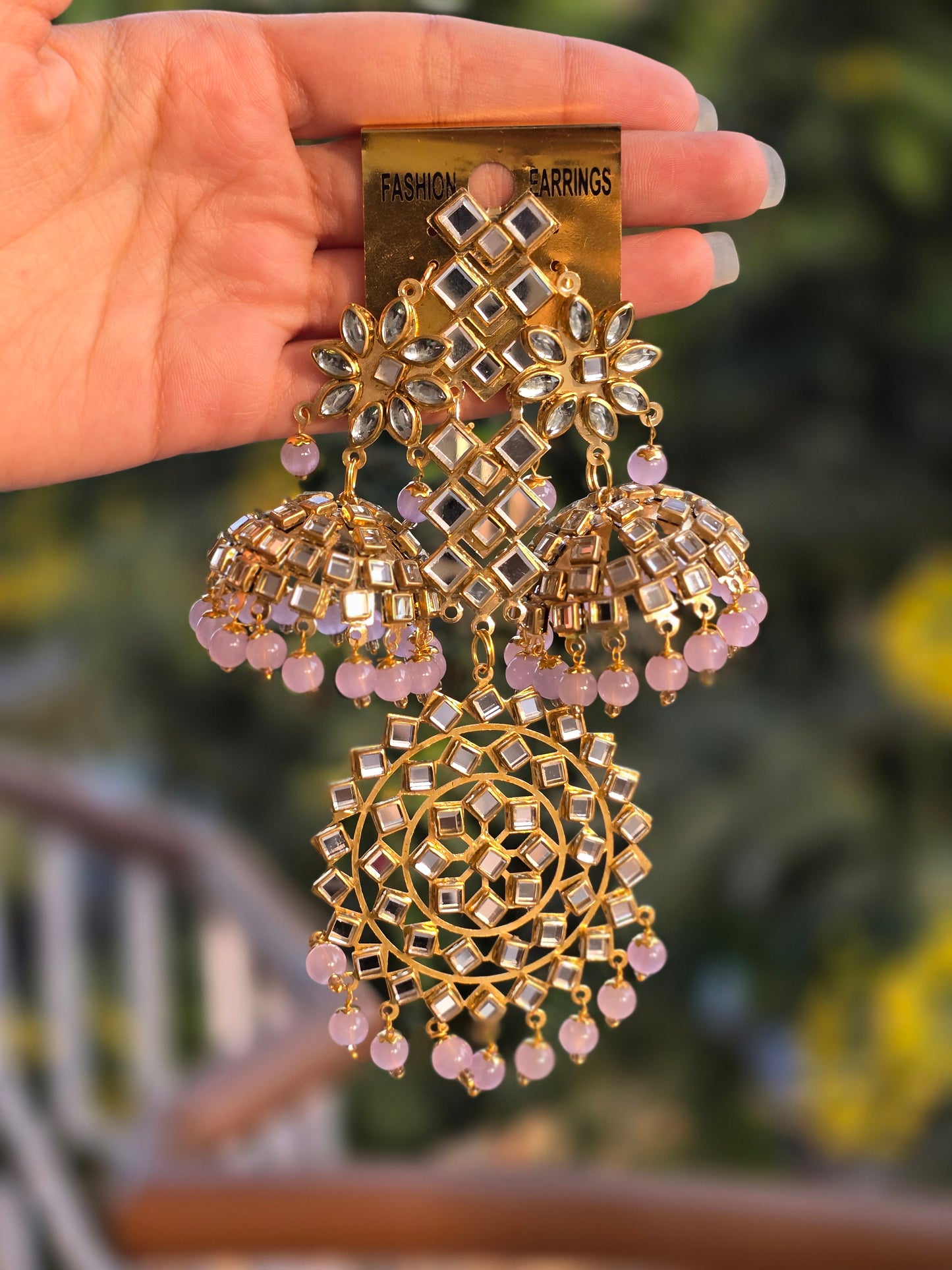 Big Ethnic Traditional Pink Earrings