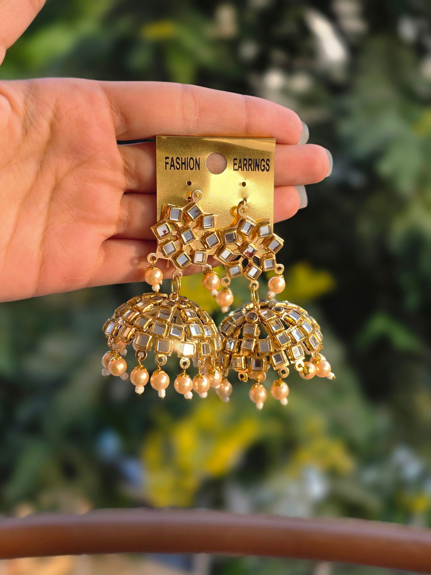 Ethnic Traditional Golden Pearl Drop Earrings