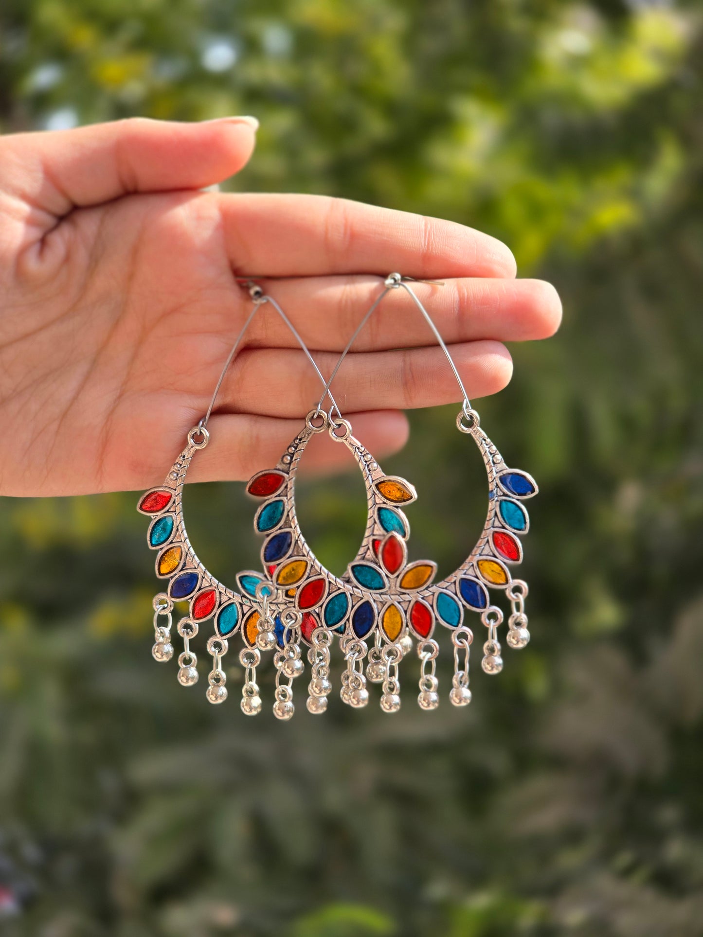Oxidized Multicolor Peacock Earring