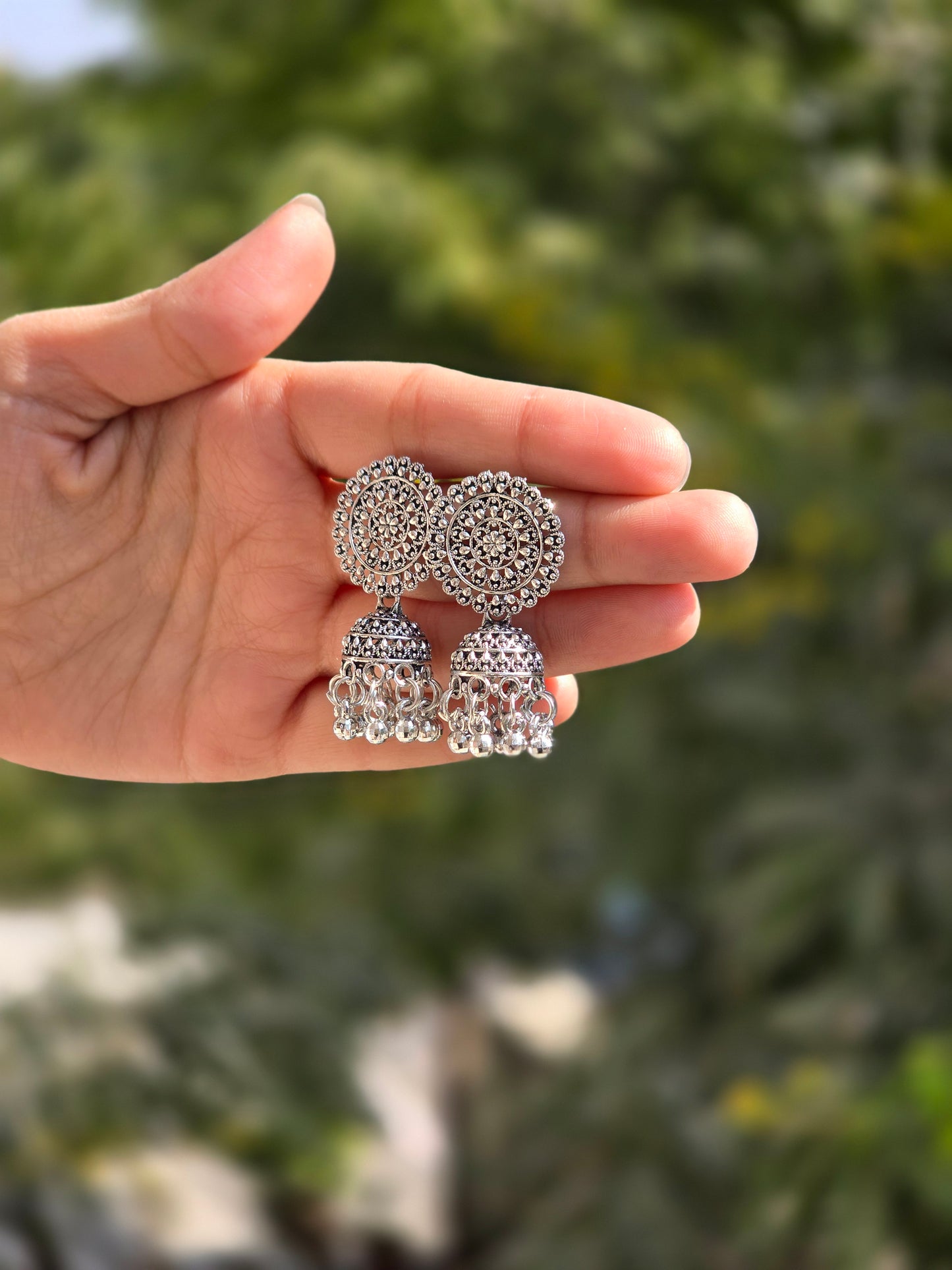 Oxidised Jhumka Earrings