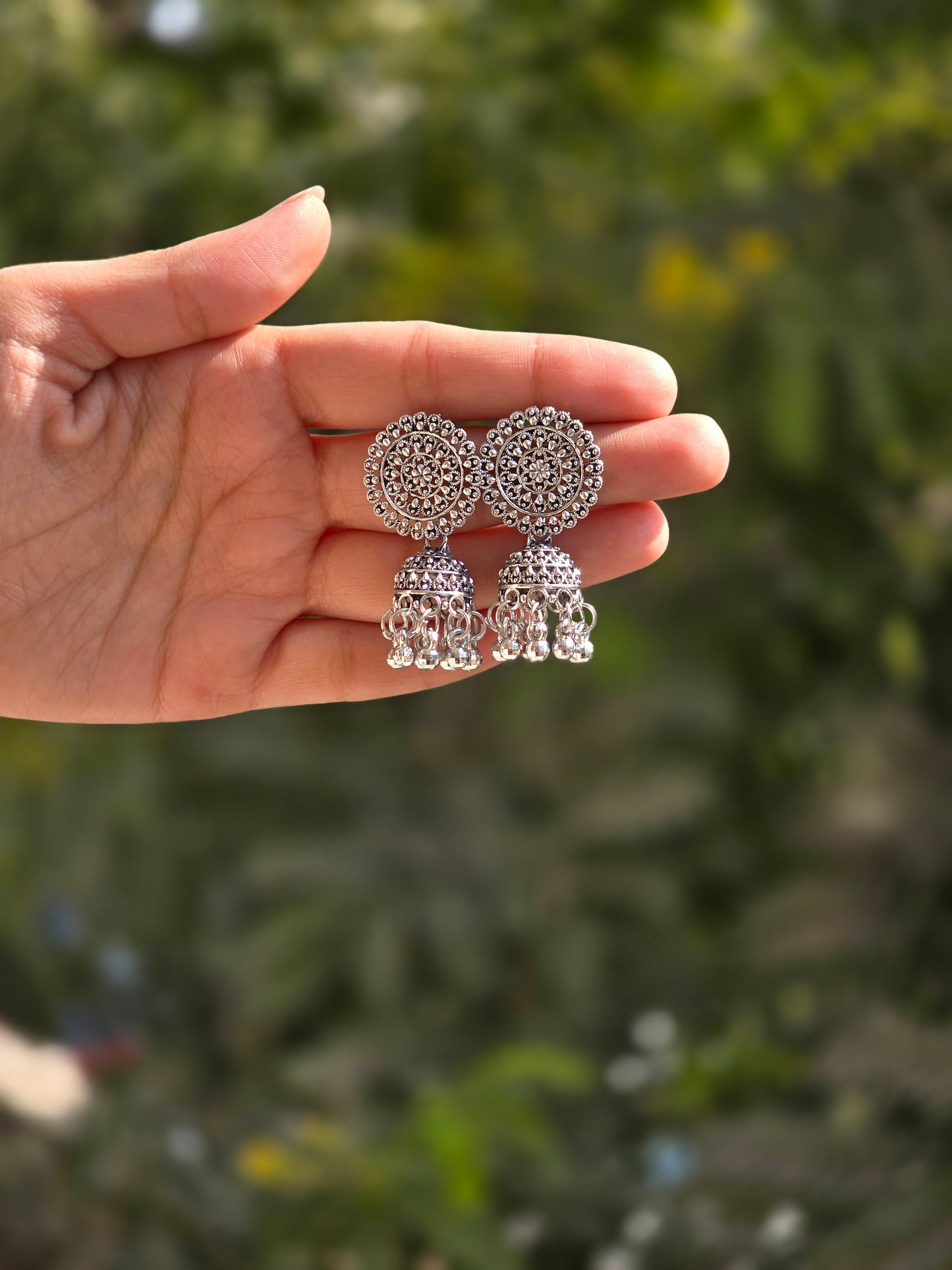 Oxidised Jhumka Earrings