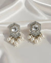 Kundan Studded White Pearl Drop Earrings Ratanrani