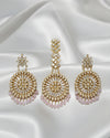 Pink Polki Earrings With Mangtika Ratanrani