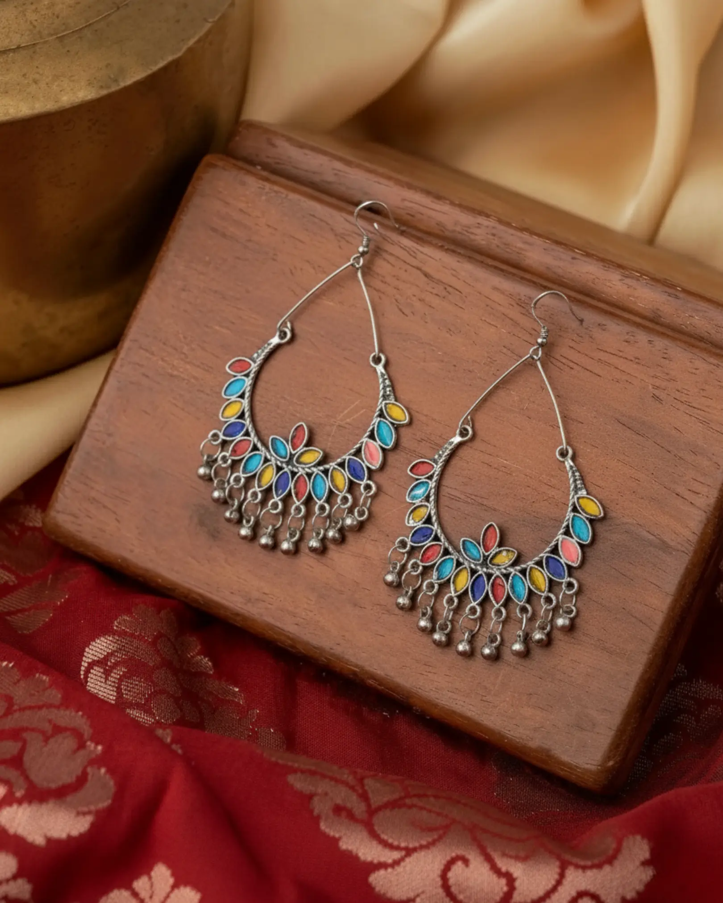Oxidized Multicolor Peacock Earring My Store