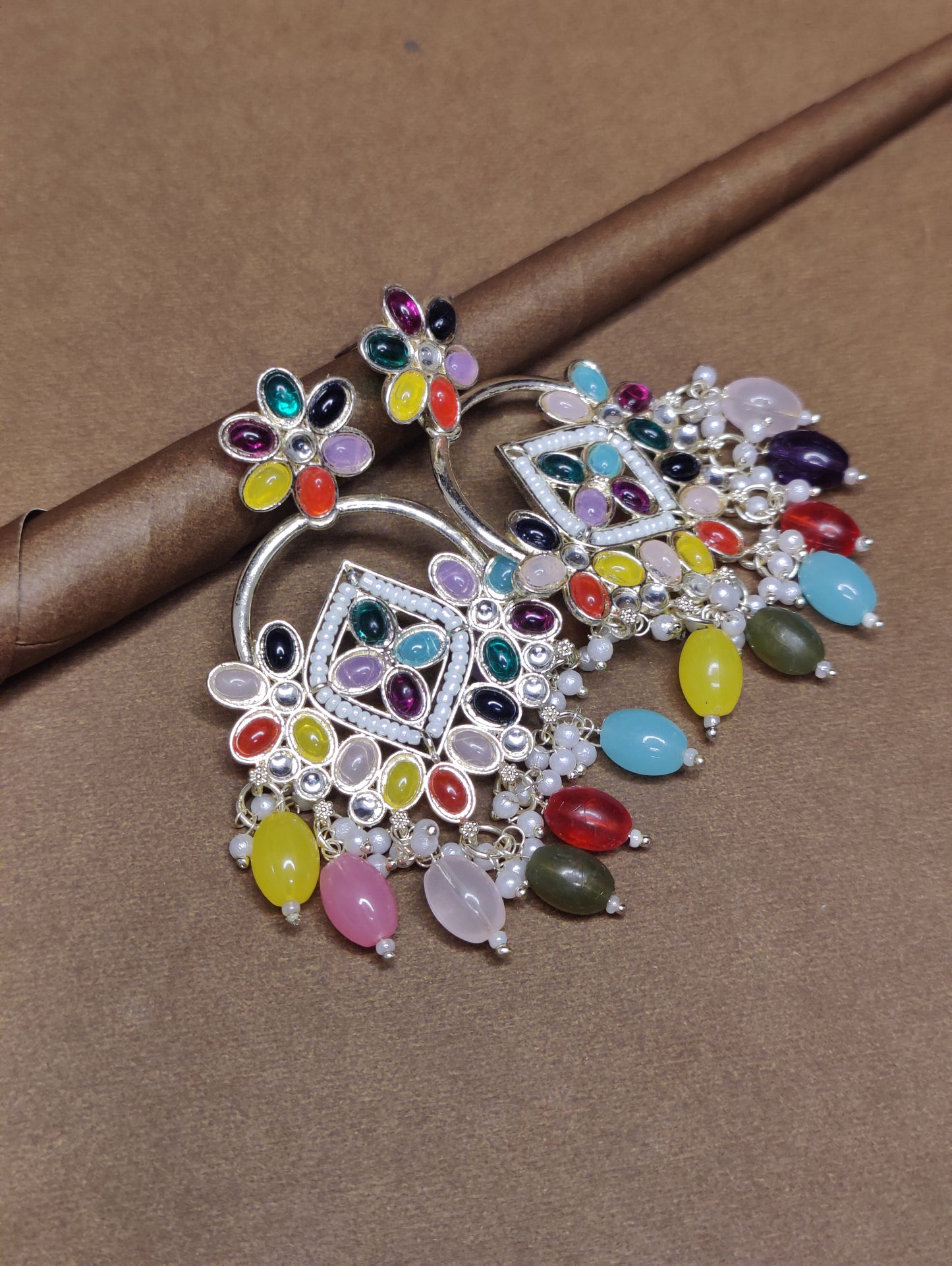 Partywear Multicolor Beaded Earrings