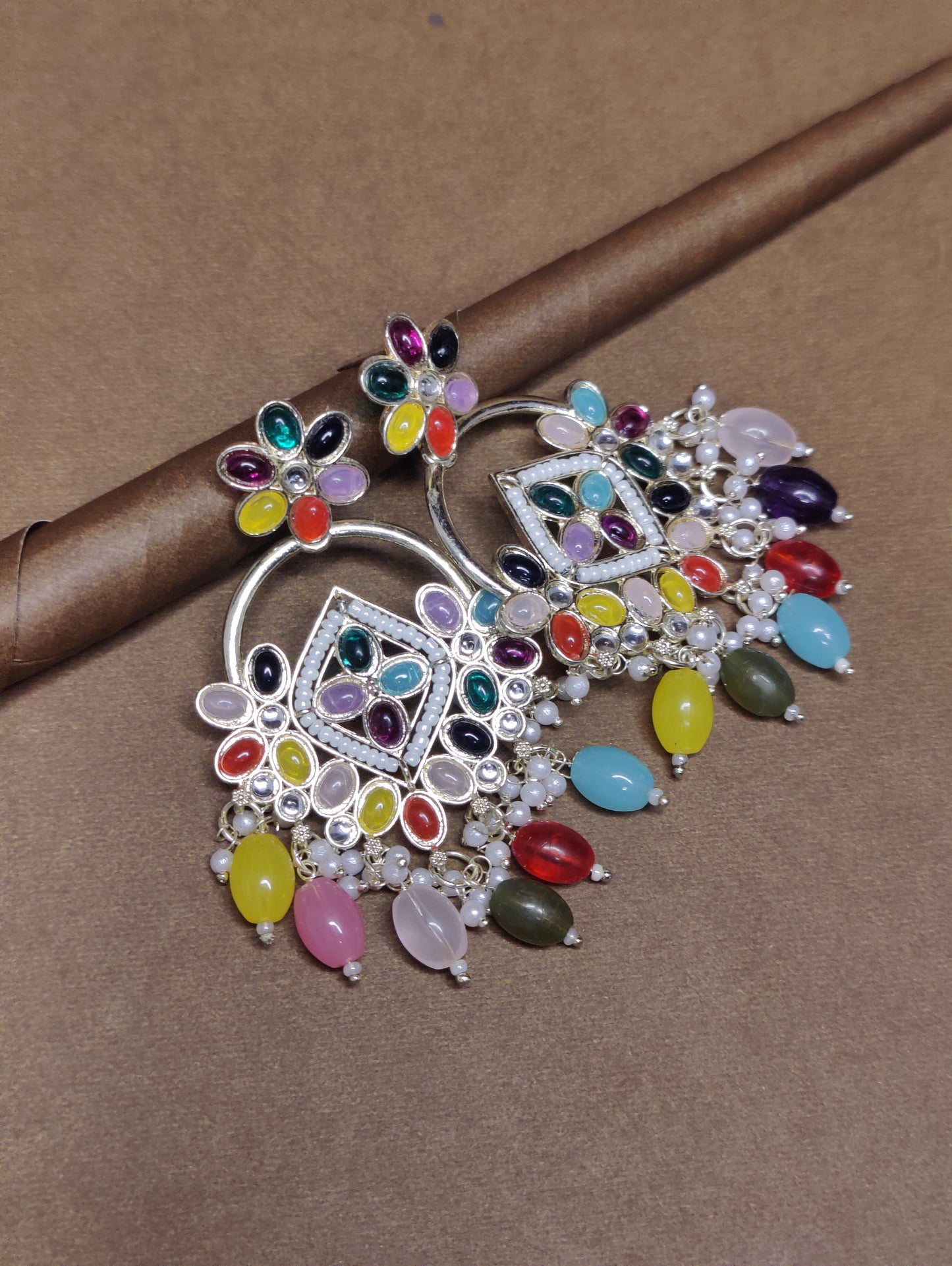 Partywear Multicolor Beaded Earrings