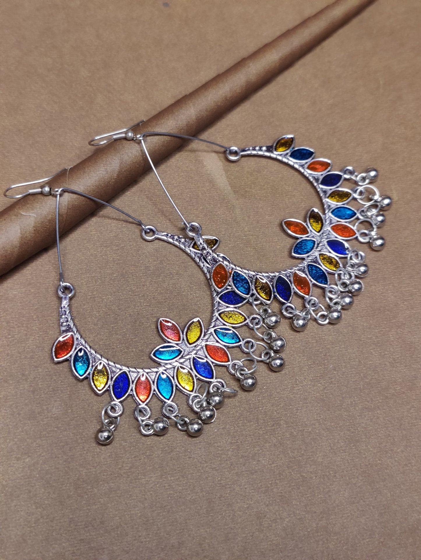 Oxidized Multicolor Peacock Earring