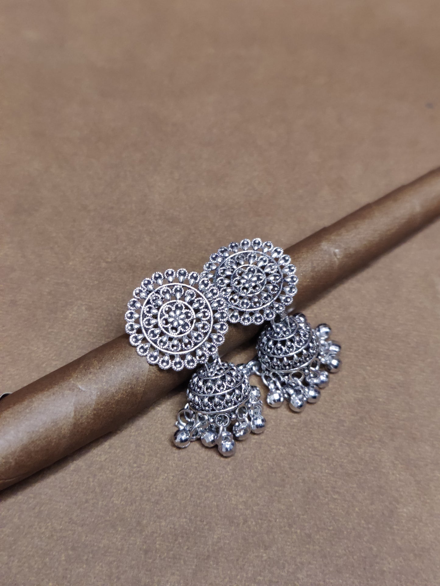 Oxidised Jhumka Earrings
