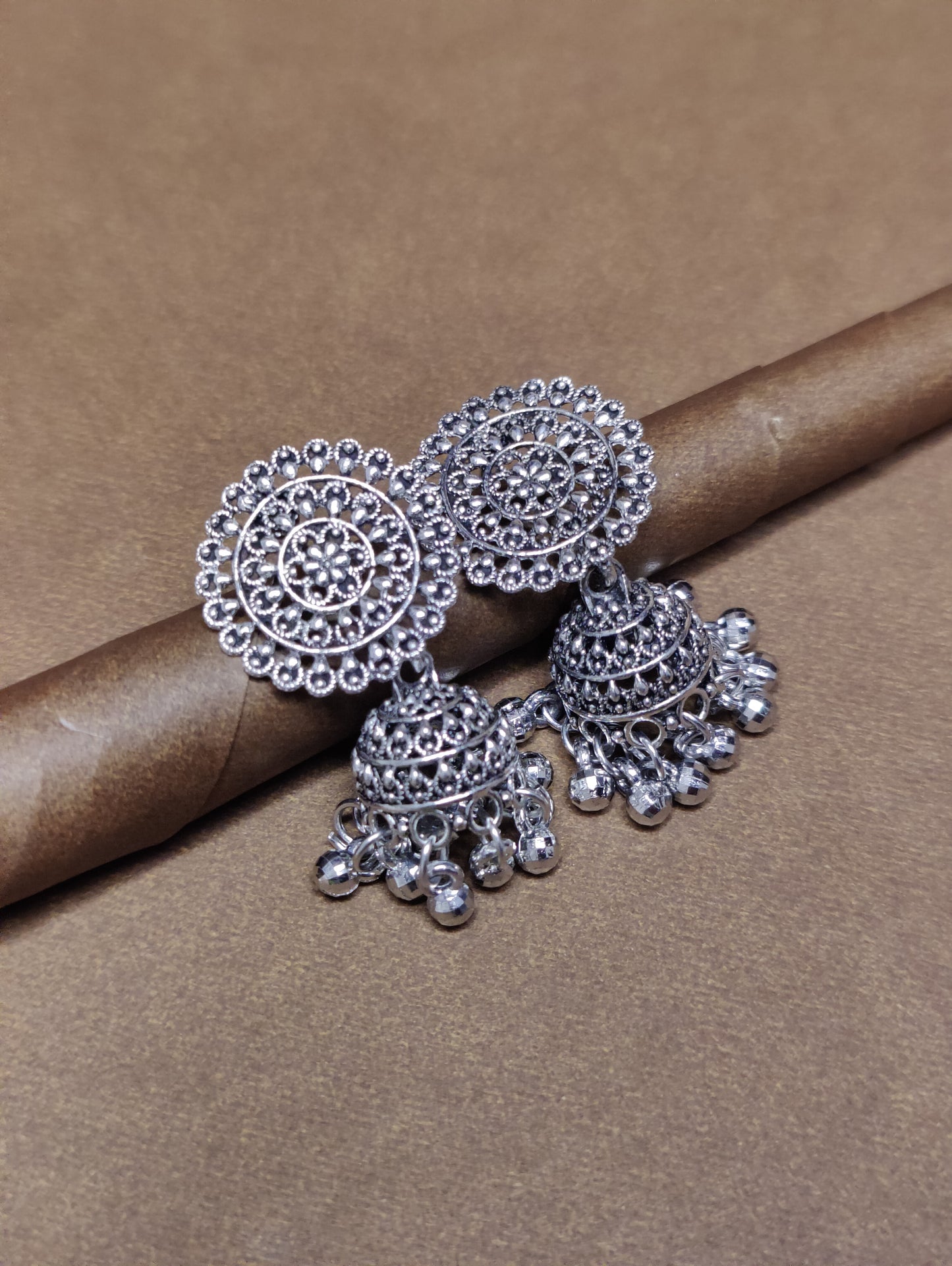 Oxidised Jhumka Earrings