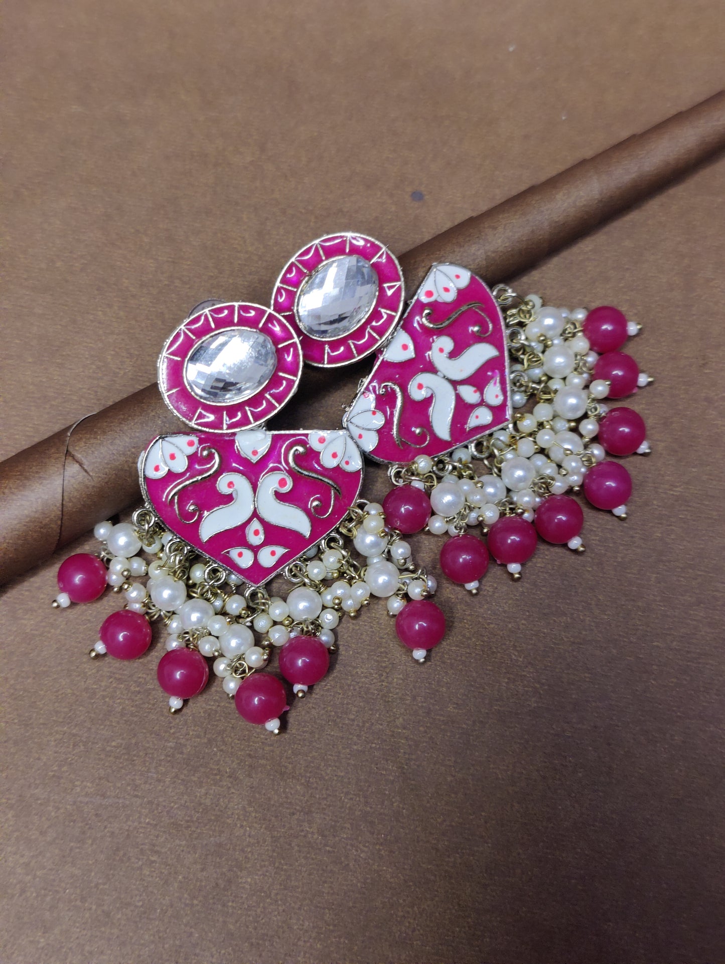 Magenta Pink Meenakari Women Earrings