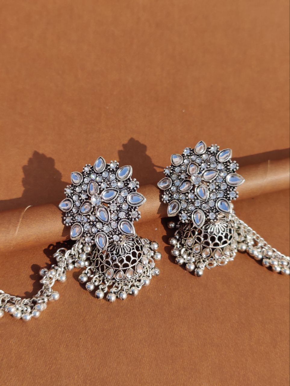 Traditional Silver Plated Earchain Earrings