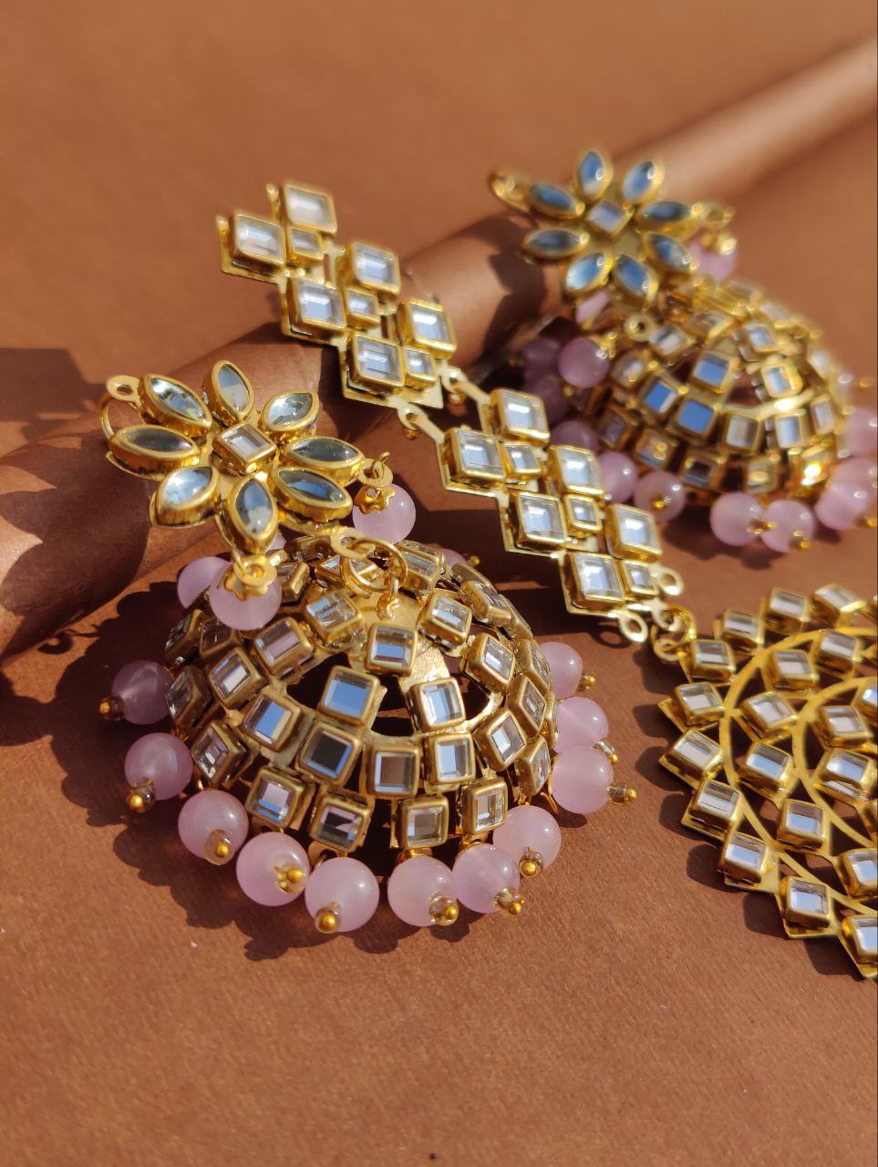 Big Ethnic Traditional Pink Earrings