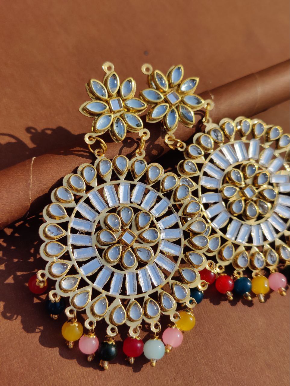 Bollywood Traditional Gold Kundan Pearl Multi Earrings