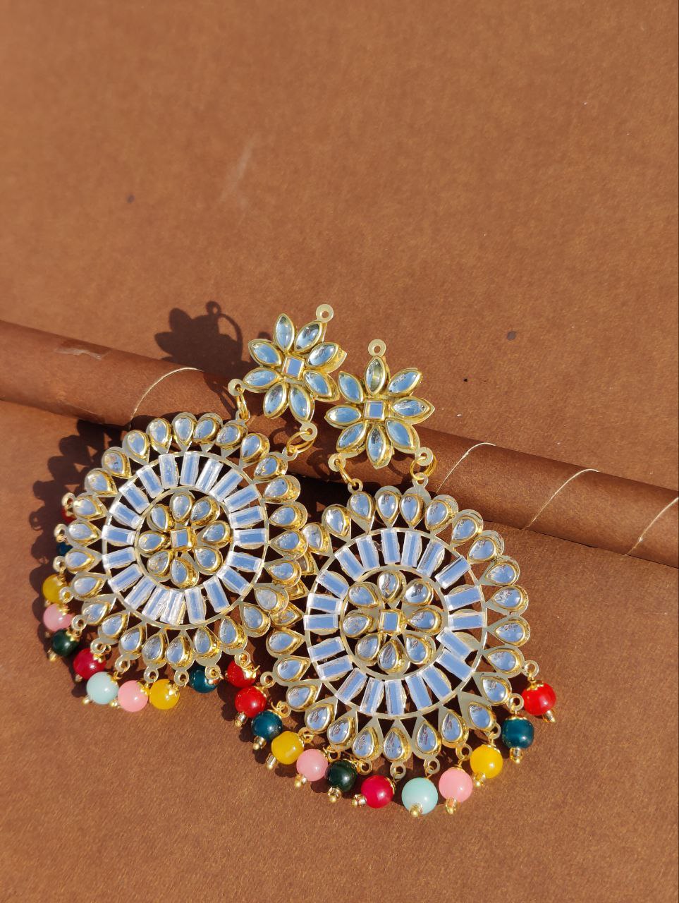 Bollywood Traditional Gold Kundan Pearl Multi Earrings