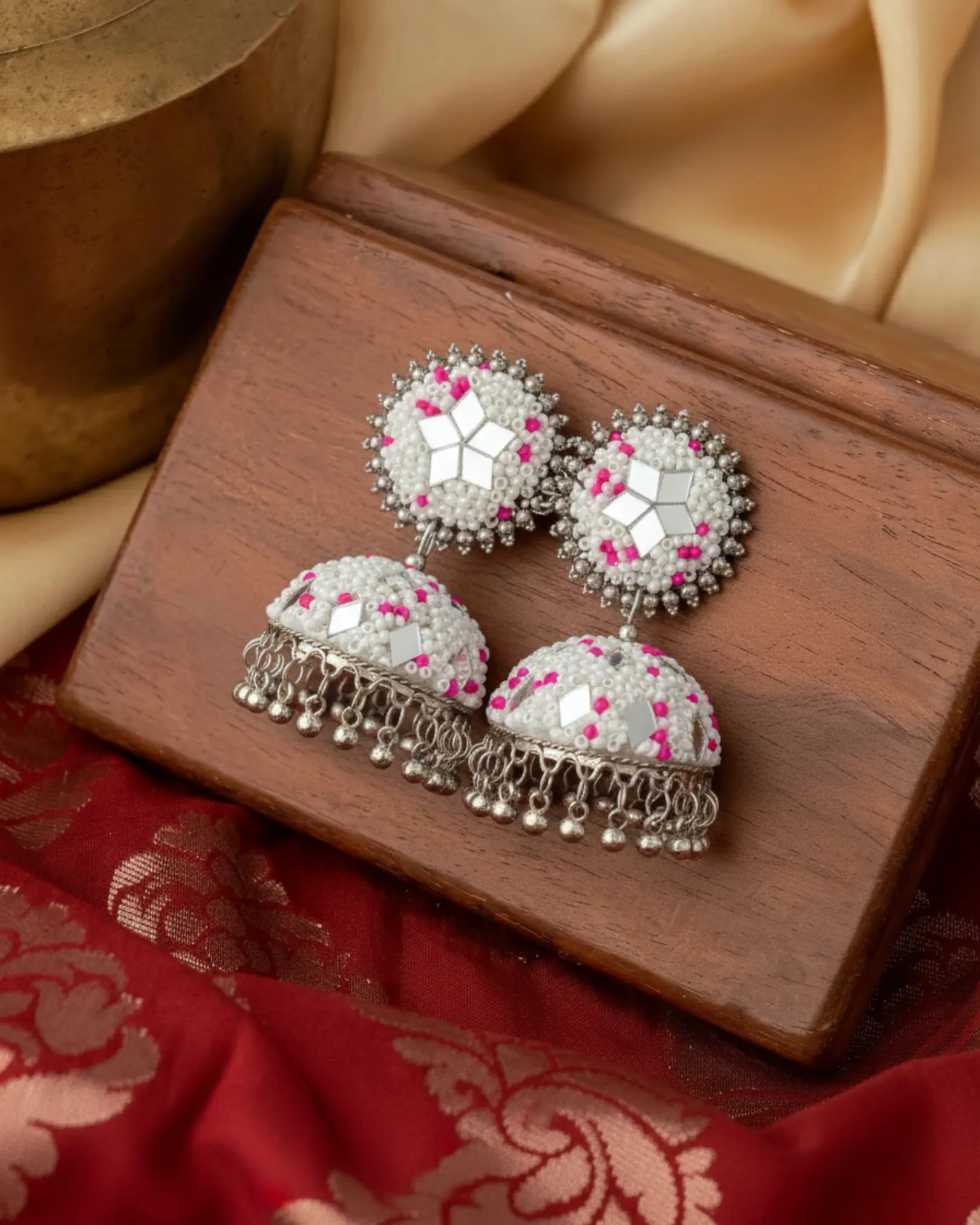 Multi-Color Tokri Jhumka With Mirror Work ratanrani