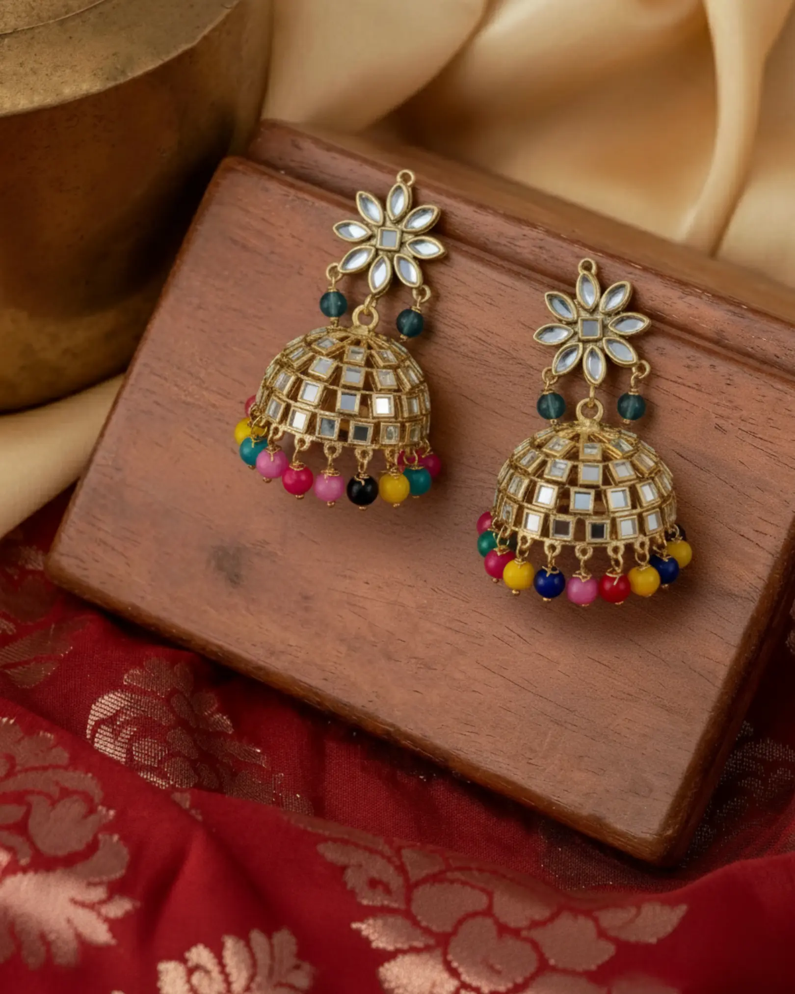 Ethnic Rangrez Multi Pearl Earrings Ratanrani