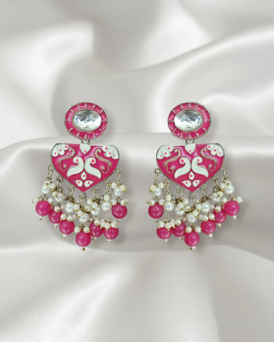 Magenta Pink Meenakari Women Earrings Ratanrani