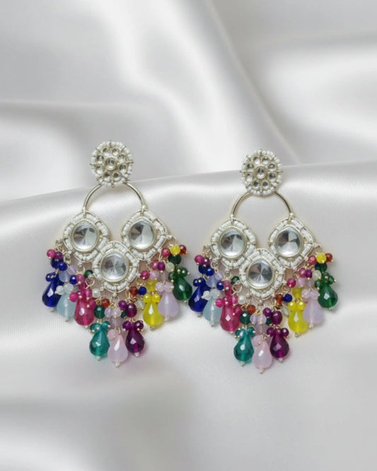 Kundan Studded Multicolor Drop Earrings My Store