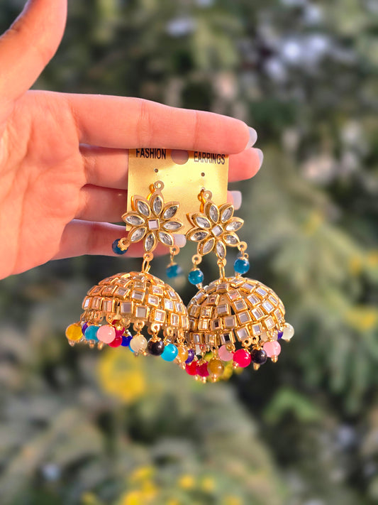Ethnic Rangrez Multi Pearl Earrings
