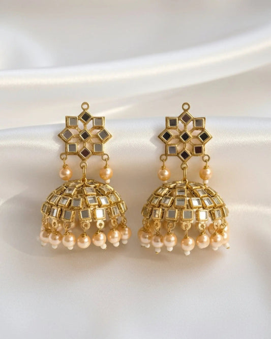 Ethnic Traditional Golden Pearl Drop Earrings Ratanrani