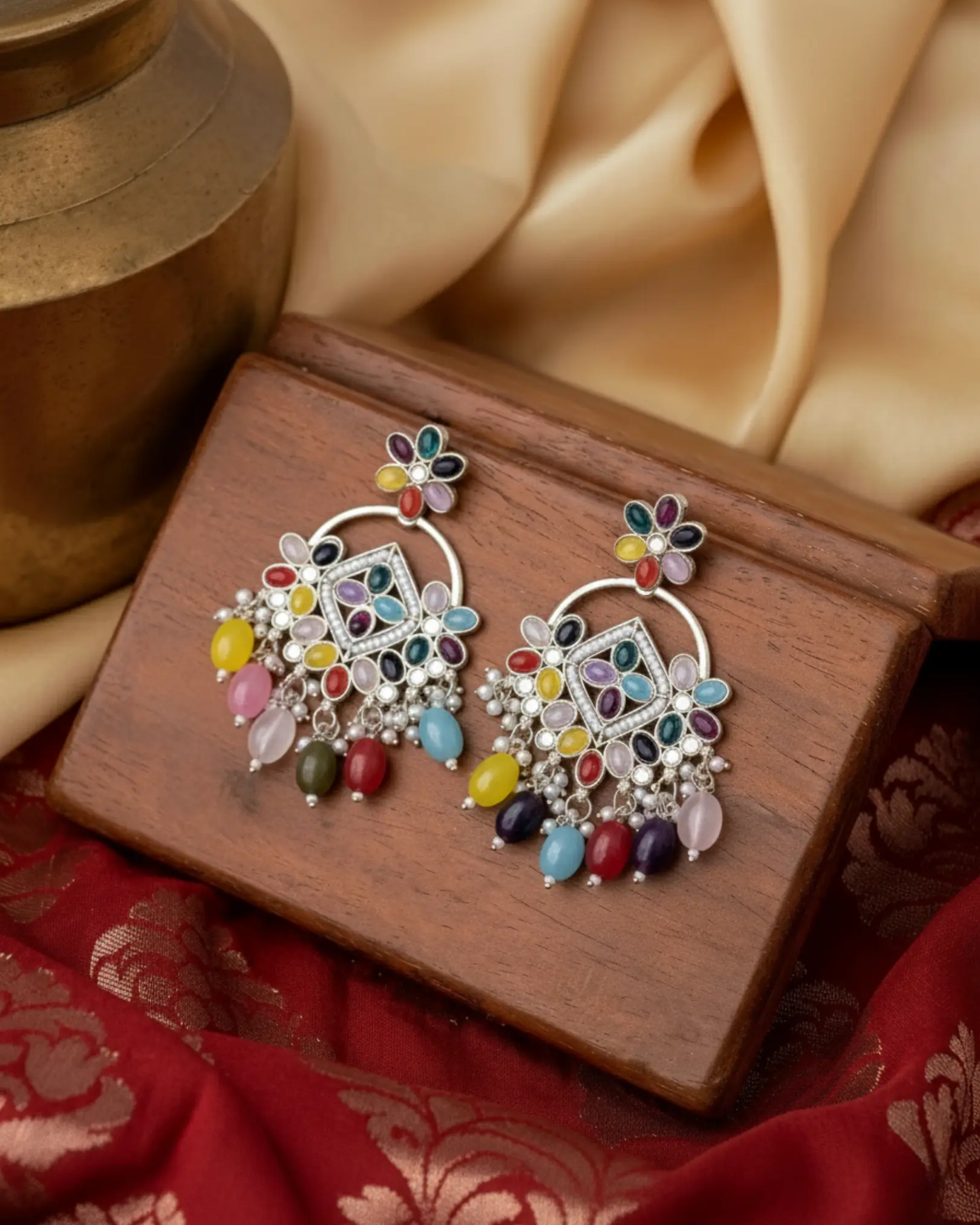 Partywear Multicolor Beaded Earrings Ratanrani
