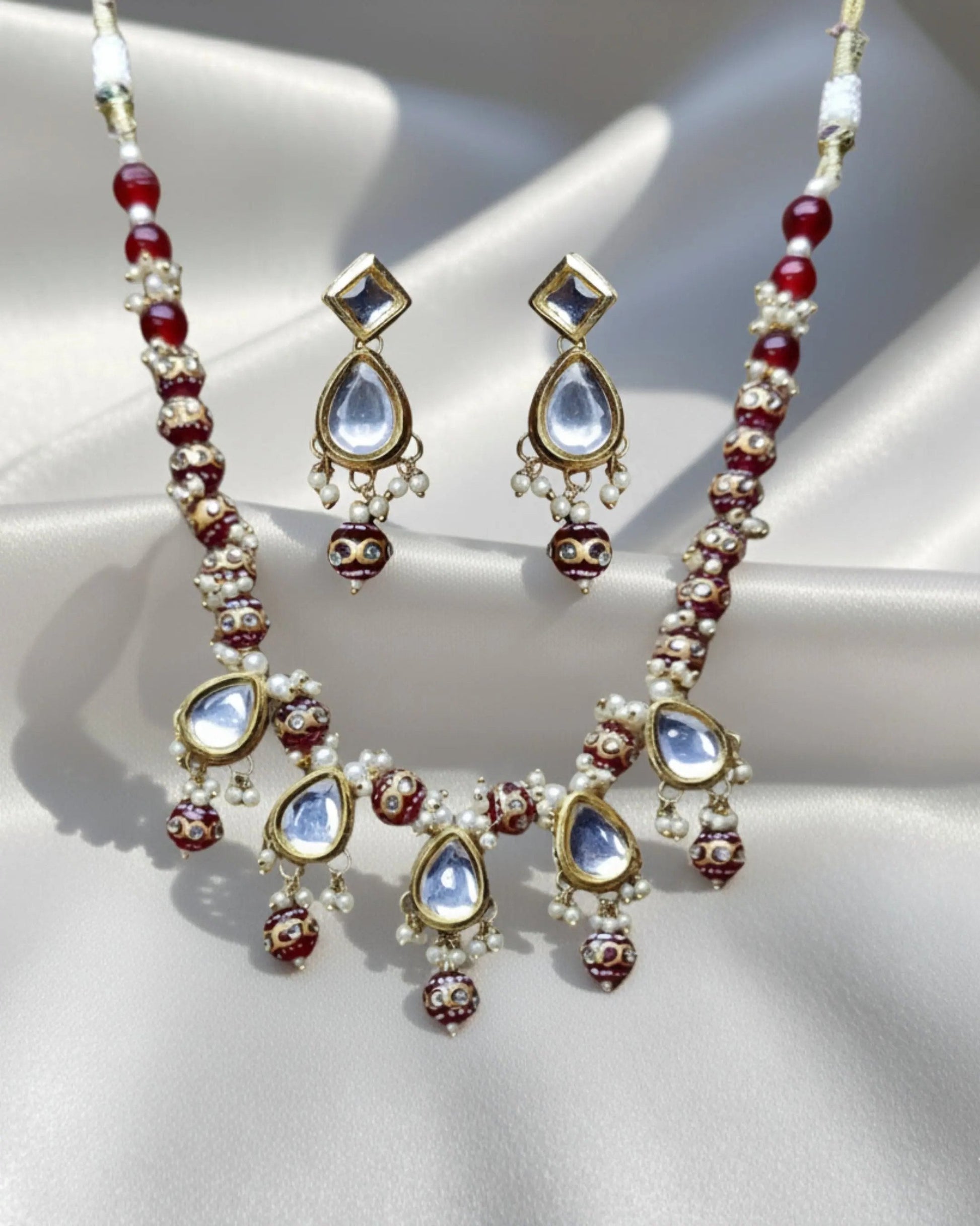 Red-Color Kundan Moti Mala Necklace Ratanrani