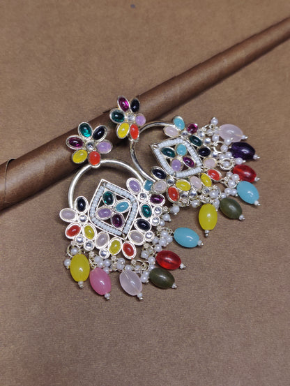 Partywear Multicolor Beaded Earrings