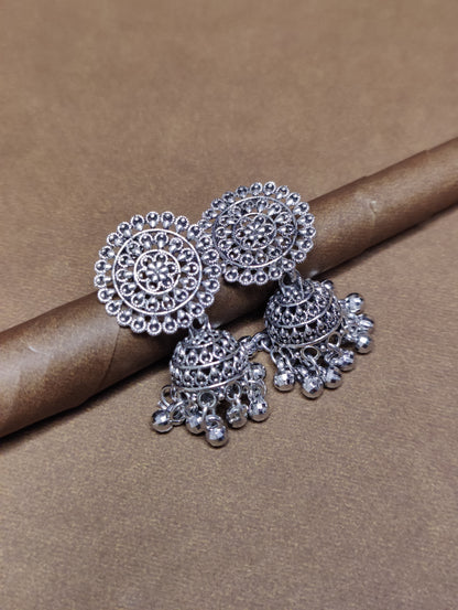 Oxidised Jhumka Earrings